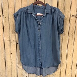 LOFT Blue Button Down Denim Shirt